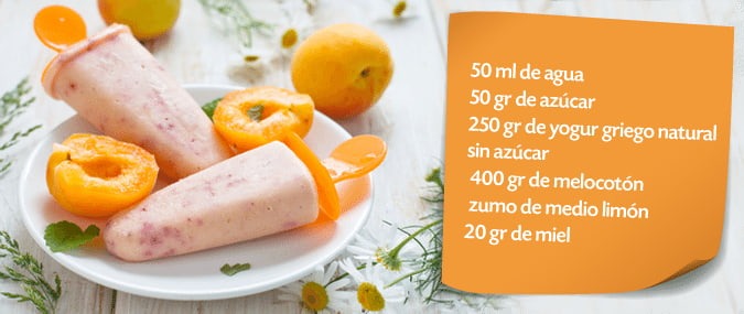 polos cremosos de melocoton y yogurt griego