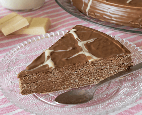 tarta de obleas con chocolate