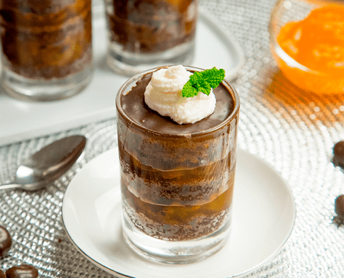 Tarta sacher en vasitos