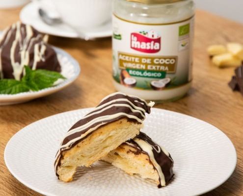Palmera de chocolate y crema