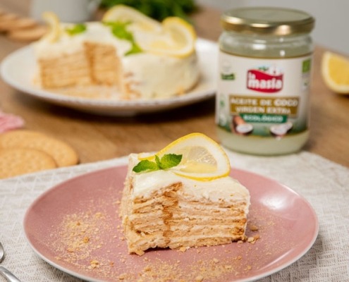 Receta dulce casera. Tarta de limón y galletas