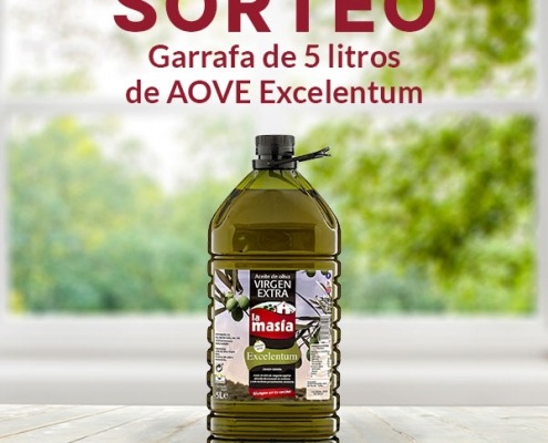 Bases Legales Sorteo La Masía mayo - garrafa de 5 litros de AOVE Excelentum