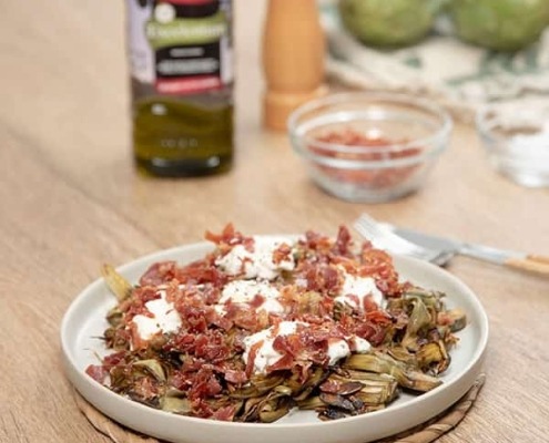 alcachofas_burrata_jamon