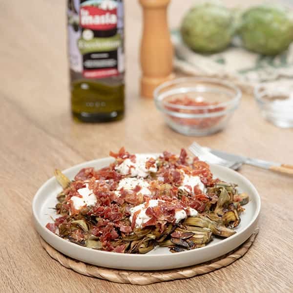 alcachofas_burrata_jamon