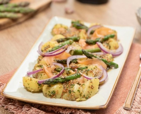 Receta casera de Ensalada de patata con salmón a la mostaza