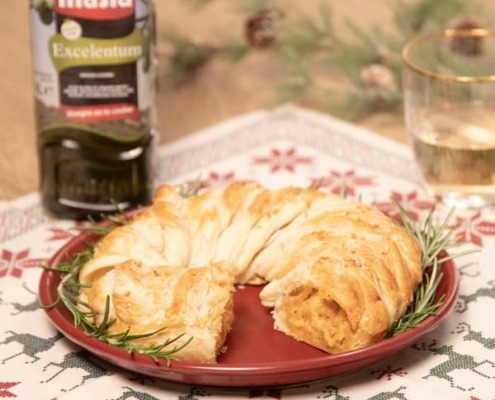 Receta casera de Corona de hojaldre rellena de langostinos y merluza