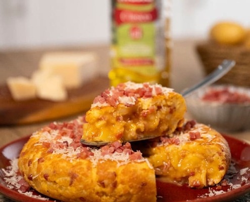 Receta casera de Tortilla de patatas carbonara