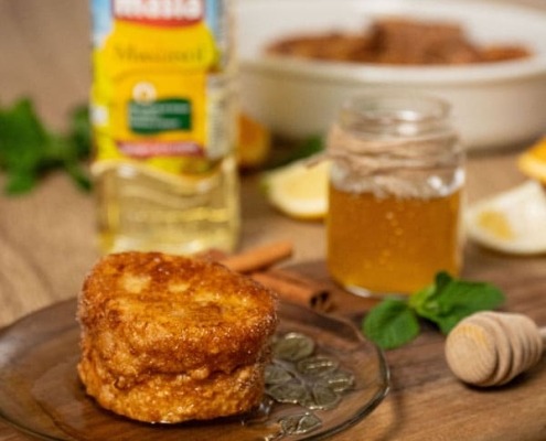 Receta casera de torrijas rellenas de flan.
